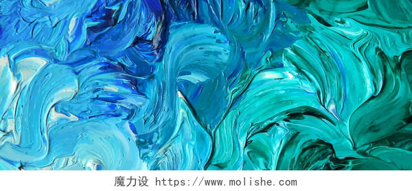 蓝色彩色油画质感抽象笔刷颜料涂鸦海报背景图片水彩艺术